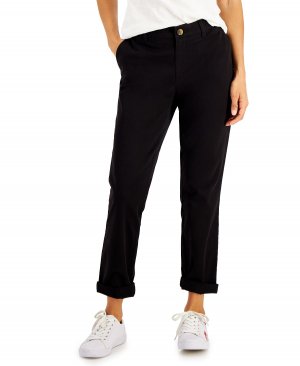 Женские брюки-чинос прямого кроя с манжетами TH Flex Hampton , черный Tommy Hilfiger