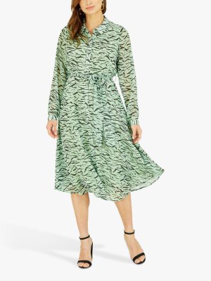 Платье-рубашка с зебровым принтом, зеленый Yumi