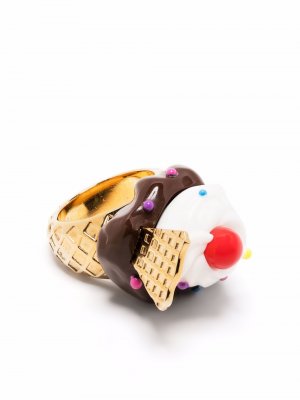 Декорированное кольцо Moschino. Цвет: золотистый