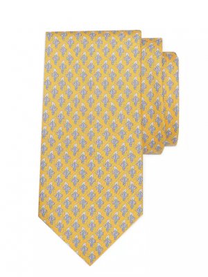 Рыбий шелковый галстук , желтый Ferragamo