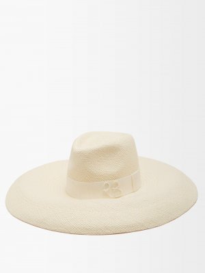 Шляпа-федора из рафии с шелковой отделкой, белый RUSLAN BAGINSKIY