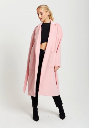 Длинное пальто с поясом розового цвета , розовый Liquorish