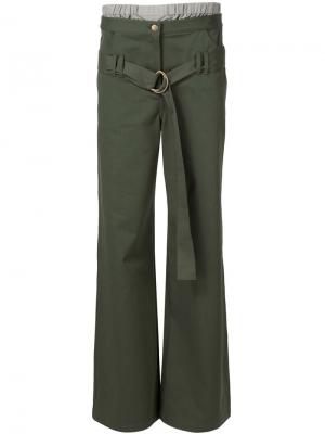 Прямые брюки с ремнем Rosie Assoulin. Цвет: зелёный