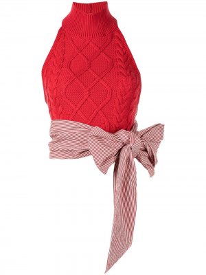 Halterneck knit bow-waist top Rosie Assoulin. Цвет: красный