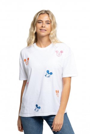 Женская футболка большого размера с надписью Mickey Mouse Heads Random Emb , белый Disney