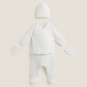 Комплект одежды Openwork Newborn, 3 предмета, белый Zara Home