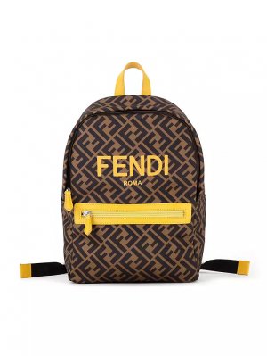 Детский рюкзак с логотипом FF , коричневый Fendi