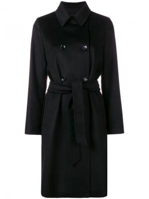 Классическое двубортное пальто Max Mara Studio. Цвет: черный