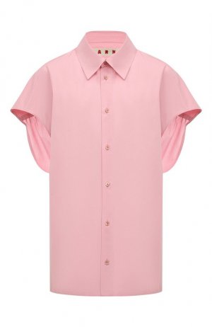 Хлопковая рубашка Marni. Цвет: розовый