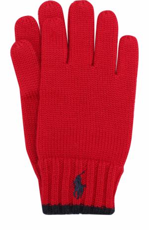 Шерстяные перчатки с логотипом бренда Polo Ralph Lauren. Цвет: красный