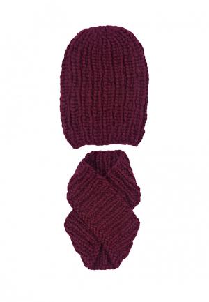 Комплект шапка и шарф FreeSpirit Aura + Tender. Цвет: бордовый
