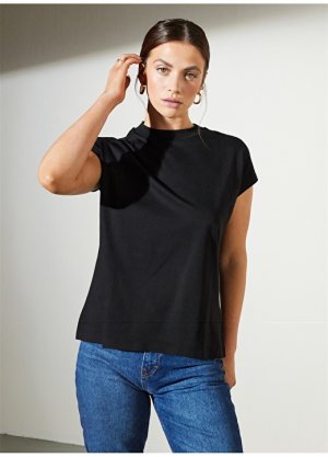 Черная женская футболка с высоким воротником Brooks Brothers