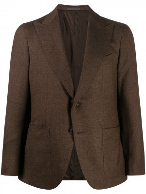 Пиджак в мелкую точку Caruso. Цвет: коричневый