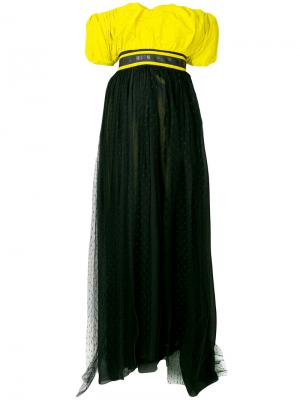Платье с открытыми плечами MSGM. Цвет: жёлтый и оранжевый