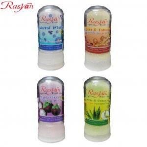 ISME Rasyan Crystal, шариковый дезодорант с квасцами, эффективная 24-часовая защита, натуральный / имбирь и тамаринд манготин алоэ вера зеленый чай, 80 г