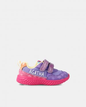 Кроссовки для бега маленьких девочек с низким берцем и двойной застежкой-липучкой Agatha Ruiz de la Prada, фиолетовый Prada