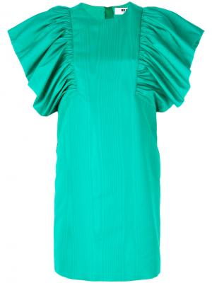 Платье с большими оборками на рукавах MSGM. Цвет: зелёный