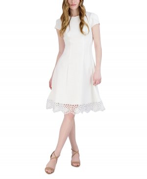 Женское расклешенное платье без рукавов с круглым вырезом , белый Donna Ricco