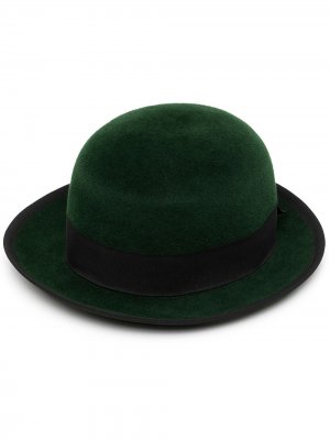 Шляпа с плетеной деталью 1990-х годов Hermès. Цвет: зеленый