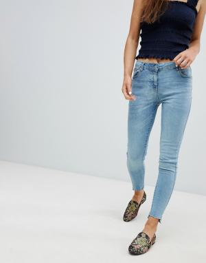 Зауженные джинсы со ступенчатым краем -Синий Parisian