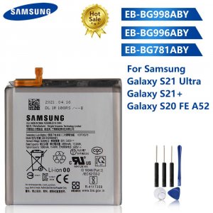 Оригинальный аккумулятор для телефона Galaxy S21 S21+ Ultra S20 FE A52 EB-BG998ABY EB-BG996ABY EB-BG781ABY Samsung