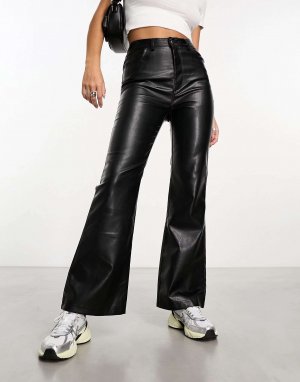 Черные брюки-клеш из искусственной кожи Reclaimed Vintage. Цвет: черный
