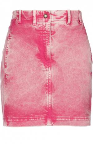 Джинсовая мини-юбка со шнуровкой Roberto Cavalli. Цвет: розовый