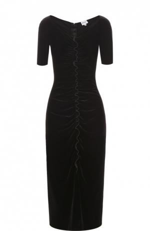 Платье-футляр с коротким рукавом и драпировкой Armani Collezioni. Цвет: черный