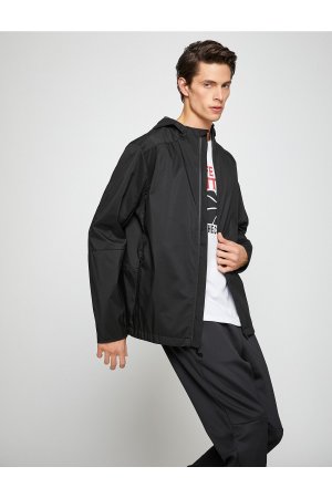 Базовая спортивная куртка оверсайз с застежкой-молнией капюшоном , черный Koton