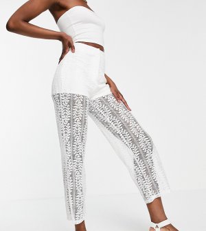 Белые брюки с кружевной отделкой от комплекта -Белый Parisian Tall
