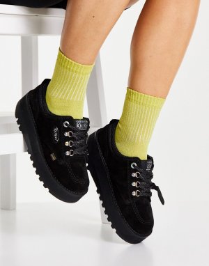 Черные замшевые туфли на массивной подошве Kick Lo Cosmic-Черный цвет Kickers