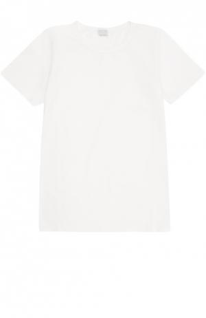 Хлопковая футболка с круглым вырезом Deha. Цвет: белый