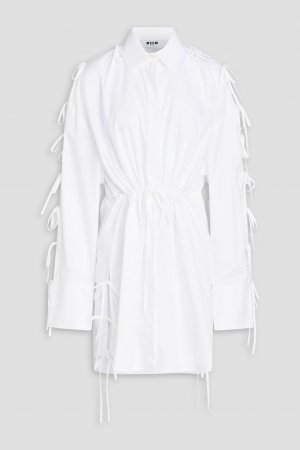 Платье-рубашка мини из хлопкового поплина с вырезом и бантом Msgm, белый MSGM