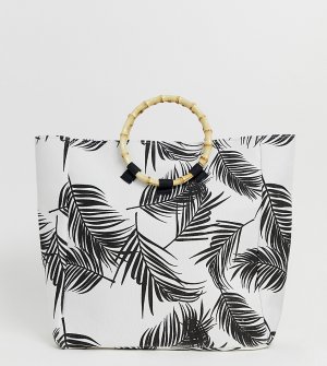 Эксклюзивная пляжная сумка с пальмовым принтом и ручкой под бамбук South Beach. Цвет: мульти