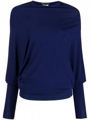 Драпированная блузка с длинными рукавами Herve L. Leroux. Цвет: синий