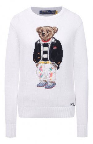 Хлопковый пуловер Polo Ralph Lauren. Цвет: белый
