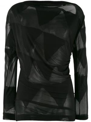 Полупрозрачная блузка с отделкой в виде флажков Vivienne Westwood Anglomania. Цвет: черный