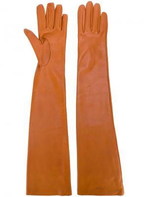 Удлиненные перчатки Rochas. Цвет: коричневый