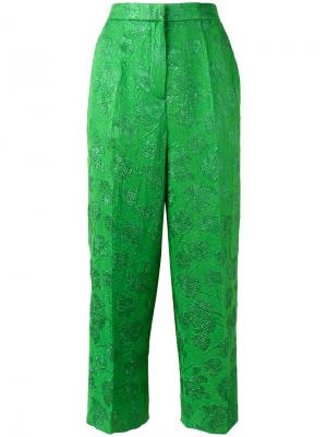 Укороченные брюки с цветочным узором Rochas. Цвет: зелёный