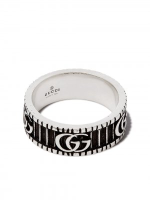 Серебряное кольцо с логотипом Double G Gucci. Цвет: серебристый