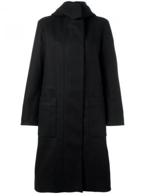 Пальто на молнии с капюшоном Ahirain. Цвет: чёрный
