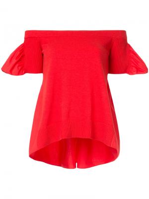 Поплиновая блузка со спущенными плечами Goen.J. Цвет: красный
