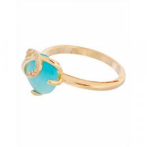 Кольцо помолвочное , кошачий глаз, размер 18, голубой Lotus Jewelry. Цвет: голубой