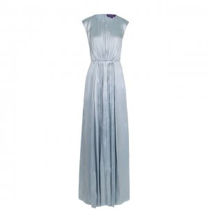 Платье-макси с круглым вырезом и драпировкой Ralph Lauren. Цвет: голубой