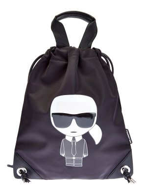 Сумка-рюкзак K/Ikonik из нейлона с макро-аппликацией KARL LAGERFELD. Цвет: черный