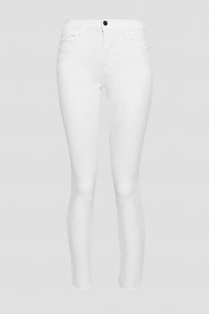 Укороченные джинсы скинни со средней посадкой и потертостями Le High Skinny FRAME, белый Frame
