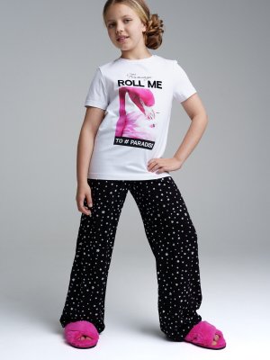 Комплект фуфайка трикотажная футболка брюки пижама классический пояс PLAYTODAY