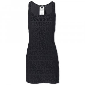 Мини-платье для плавания со сплошным логотипом, черный Versace