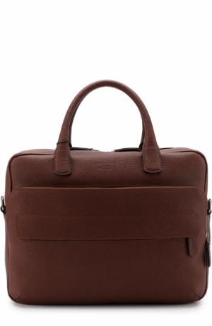 Кожаная сумка для ноутбука Giorgio Armani. Цвет: коричневый