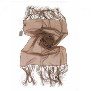 Стильный шелковый шарф с кистями 19941 Renato Balestra. Цвет: коричневый
